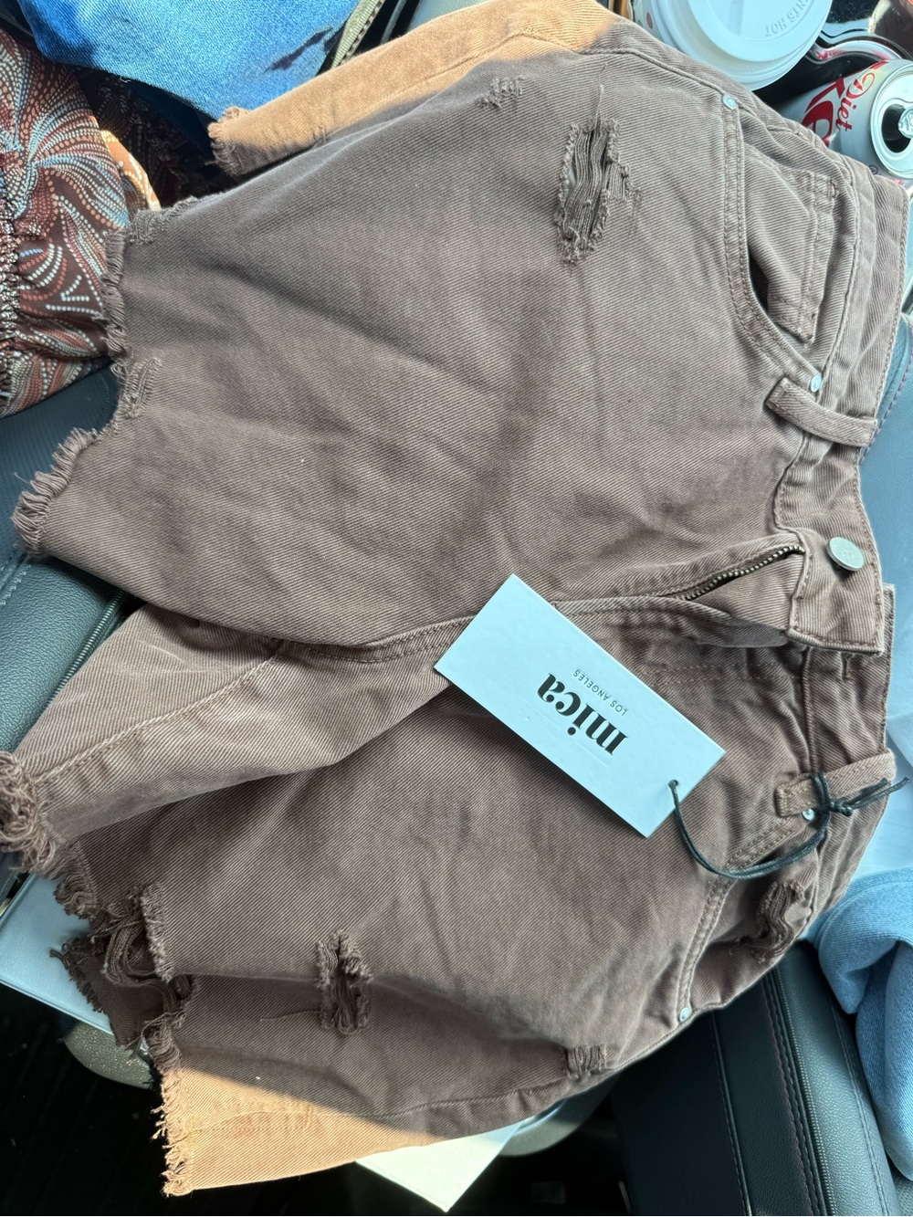 Misa Los Angeles Brown Distressed Denim Cutoff Shorts